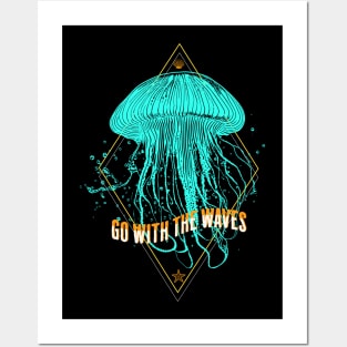 Jellyfish Go With The Waves Jelly Fish Posters and Art